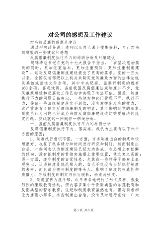 对公司的感想及工作建议