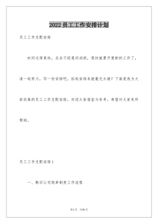 2024员工工作安排计划