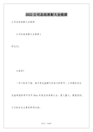 2024公司总结表彰大会致辞