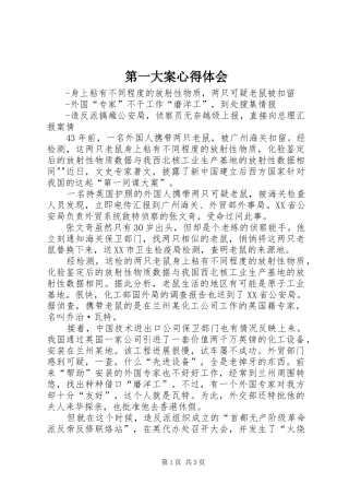 第一大案心得体会