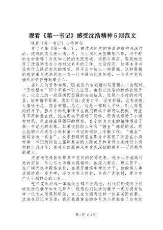 观看《第一书记》感受沈浩精神5则范文
