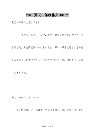 2024夏天一年级作文400字_9