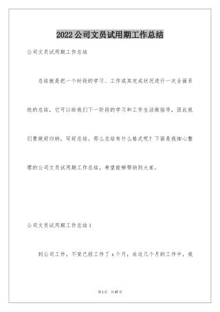 2024公司文员试用期工作总结_6