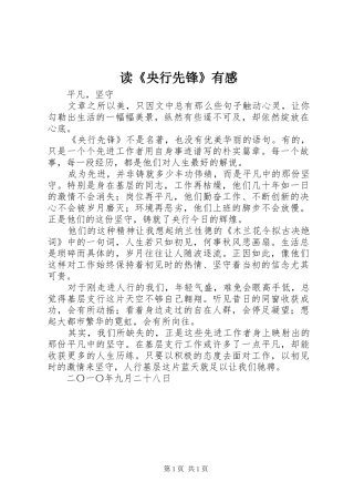 读《央行先锋》有感