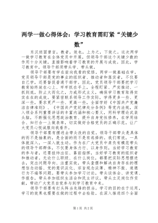 两学一做心得体会：学习教育需盯紧“关键少数”
