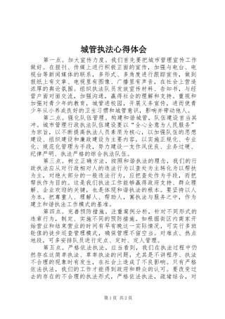 城管执法心得体会