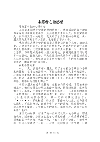 志愿者之微感想