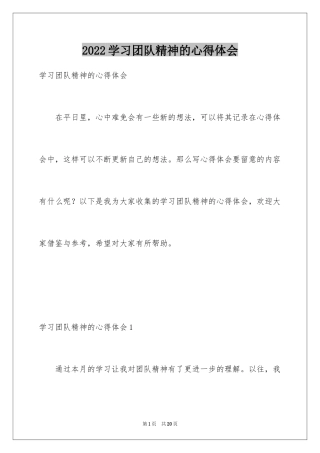 2024学习团队精神的心得体会