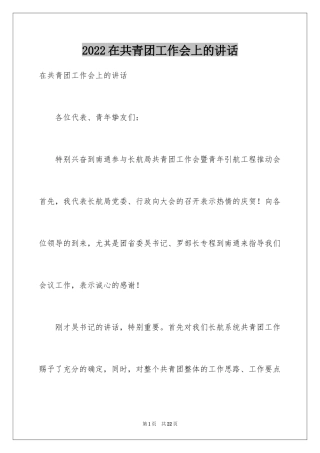 2024在共青团工作会上的讲话