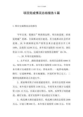 项目完成情况总结报告5篇