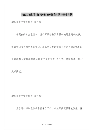 2024学生自身安全责任书-责任书