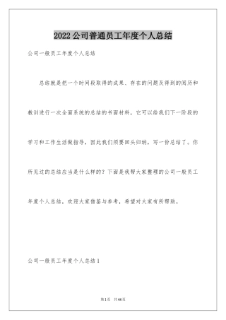 2024公司普通员工年度个人总结