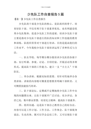 少先队工作自查报告5篇