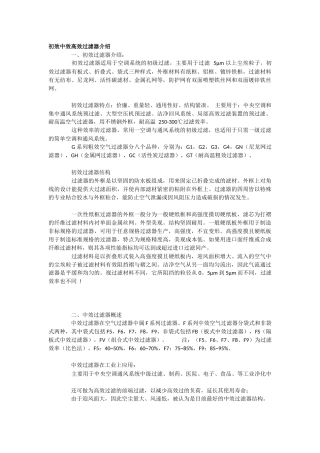初效中效高效过滤器