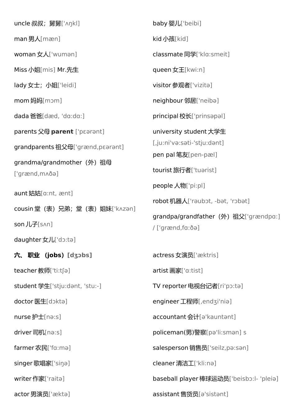 初中英语单词大全分类(带音标)_第3页