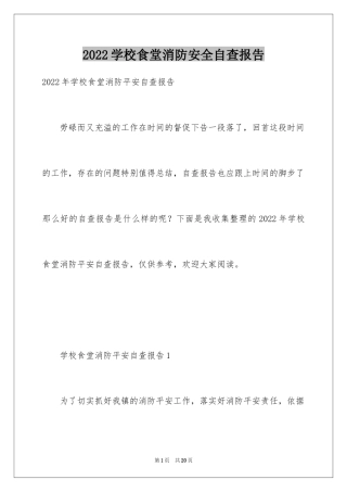 2024学校食堂消防安全自查报告