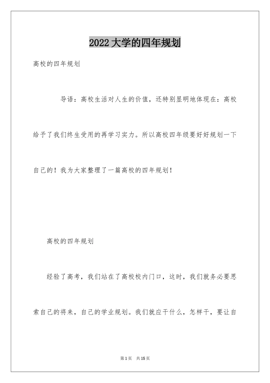 2024大学的四年规划_第1页