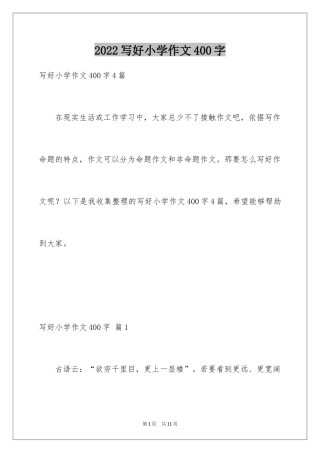2024写好小学作文400字