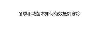 冬季移栽苗木如何有效抵御寒冷
