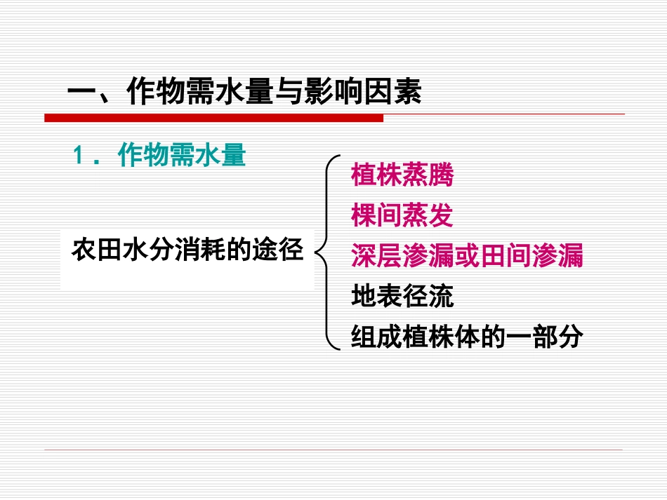 农田水利学：2章1作物需水量与影响因素_第1页