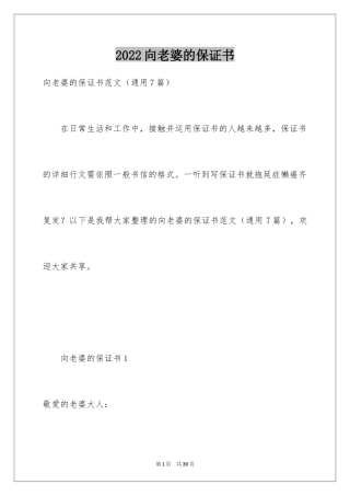 2024向老婆的保证书