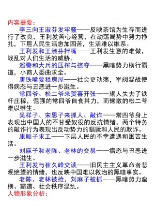 内容提要及人物形象