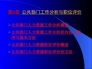 公共部门工作分析与职位评价