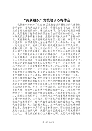 “两新组织”党校培训心得体会