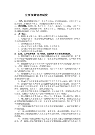 全面预算管理制度