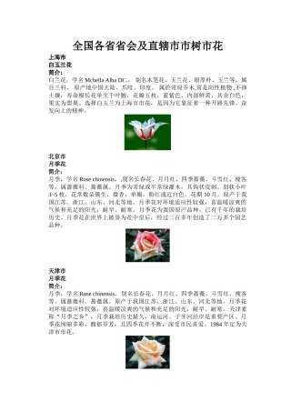 全国各省省会及直辖市市树市花