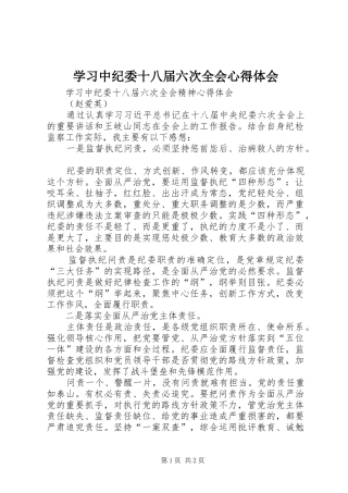 学习中纪委十八届六次全会心得体会