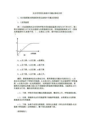 光合作用变化曲线中关键点移动分析
