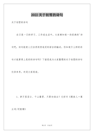 2024关于初雪的诗句