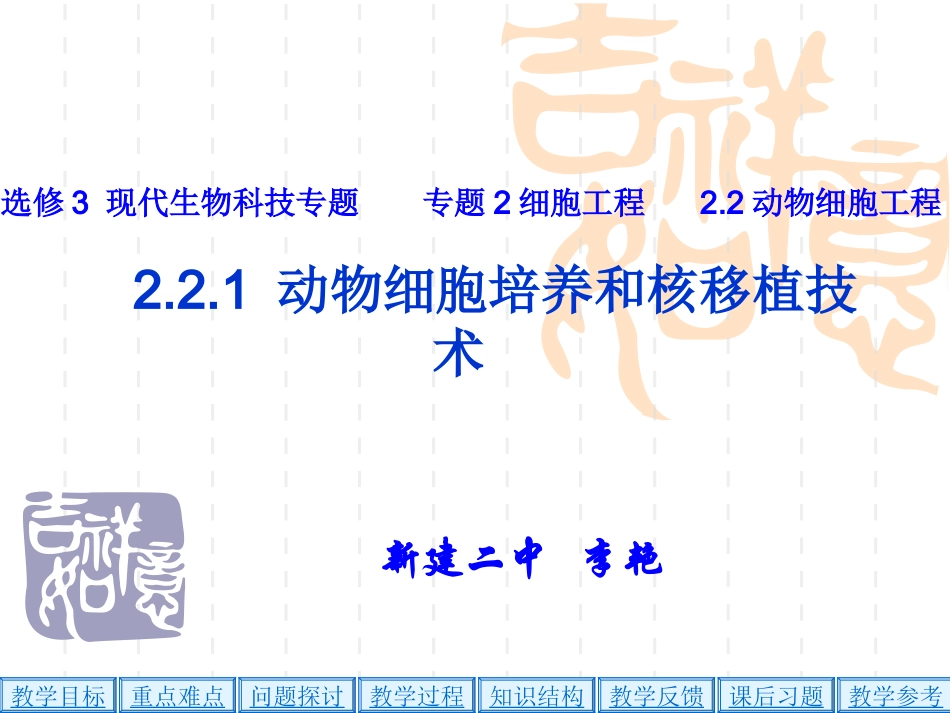 人教版教学课件定稿动物细胞培养和核移植技术_第1页