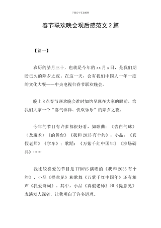 春节联欢晚会观后感范文2篇