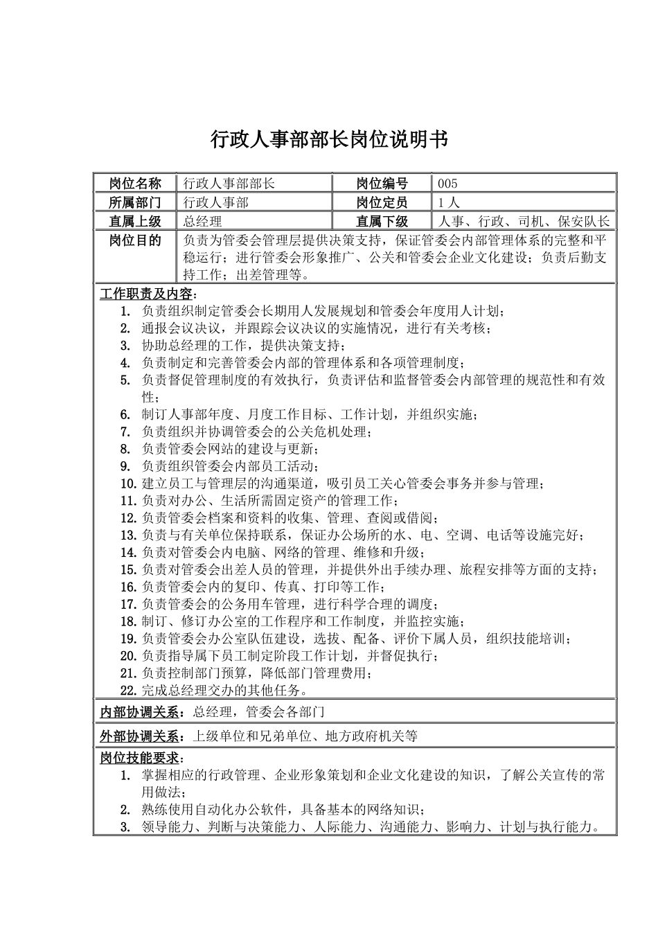 人事后勤部主任岗位职责_第1页