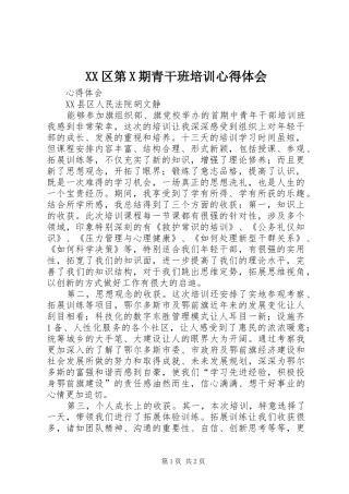 XX区第X期青干班培训心得体会