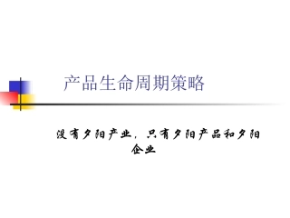 产品生命周期策略