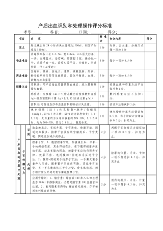 产后出血识别和处理操作评分标准