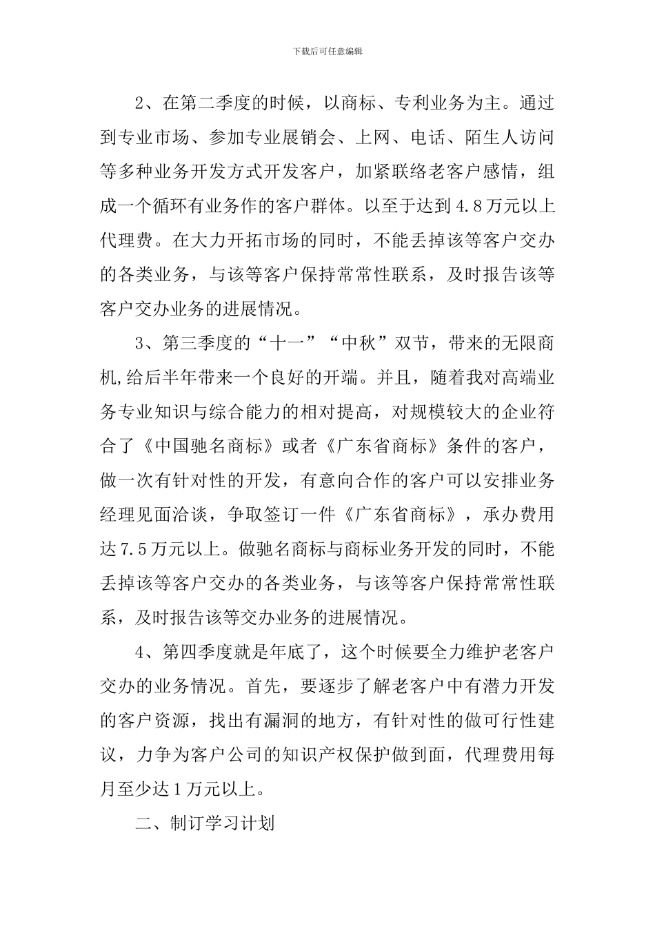 业务员年度工作计划范例2024_第2页