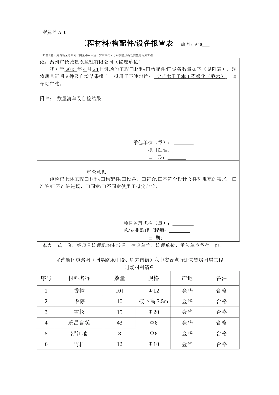 乔木材料报审、检验批、_第1页