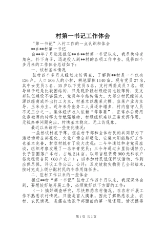 村第一书记工作体会