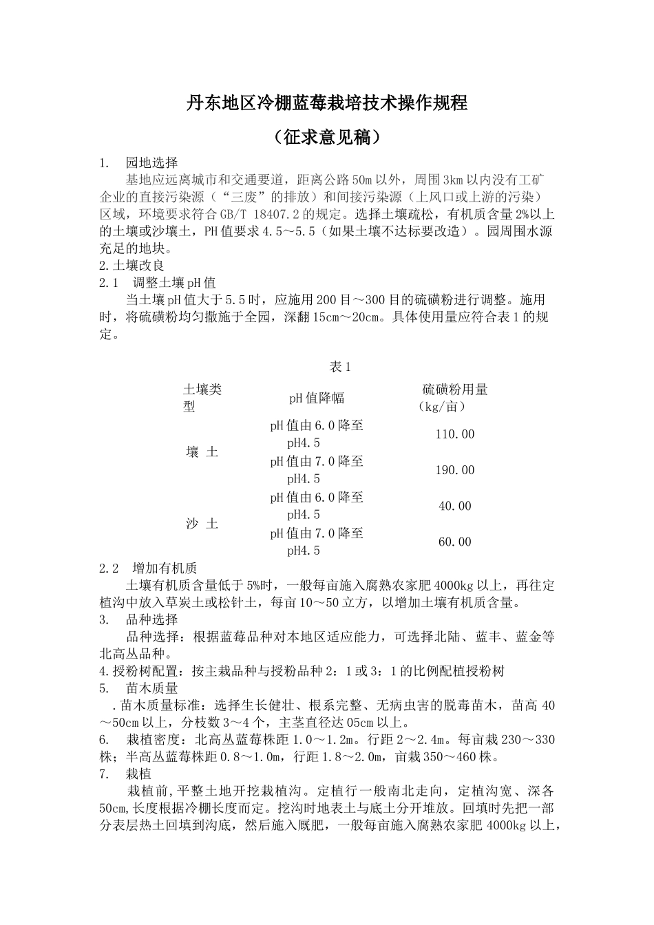 丹东地区冷棚蓝莓栽培技术操作规程_第1页