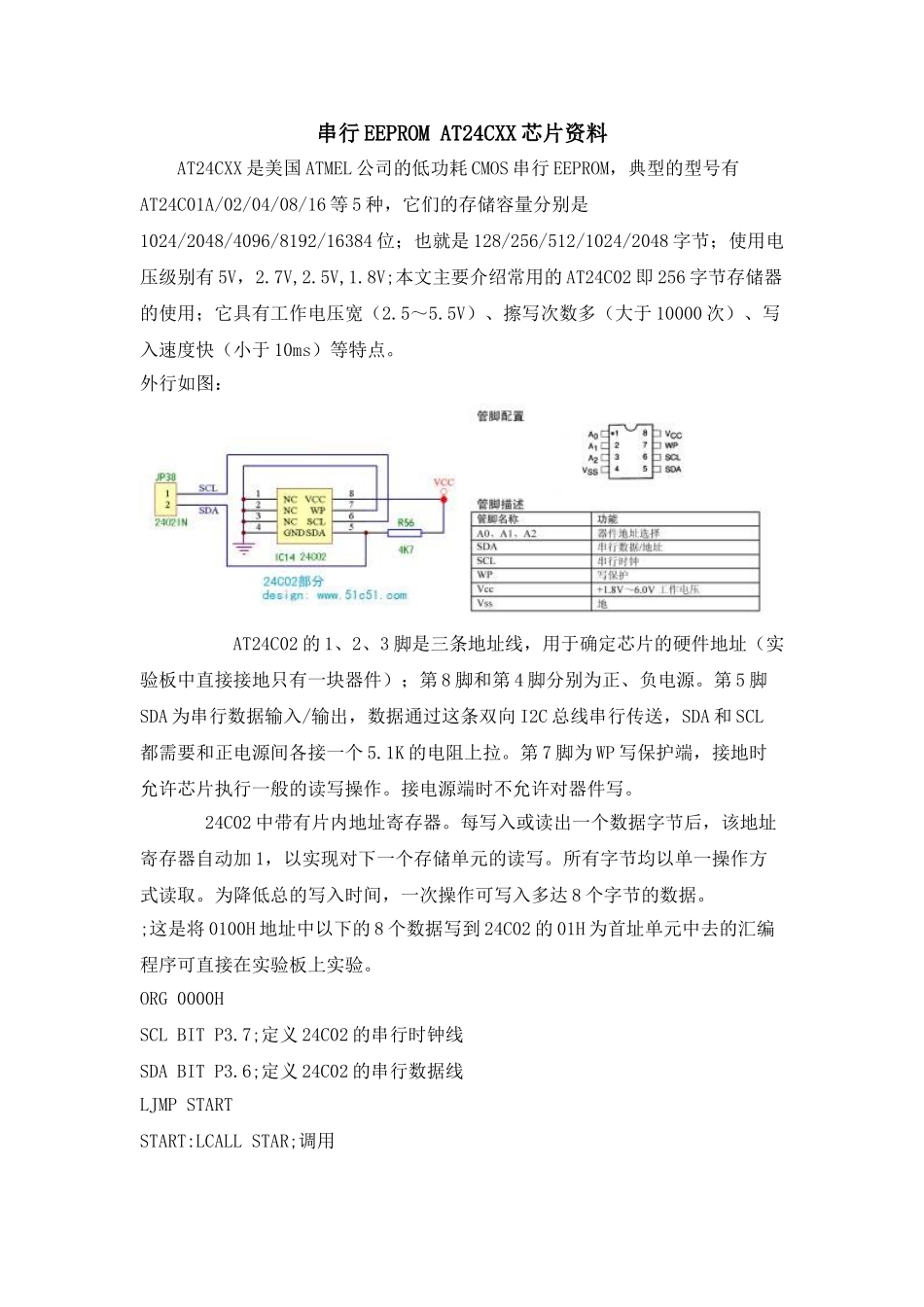 串行EEPROM AT24CXX芯片资料_第1页