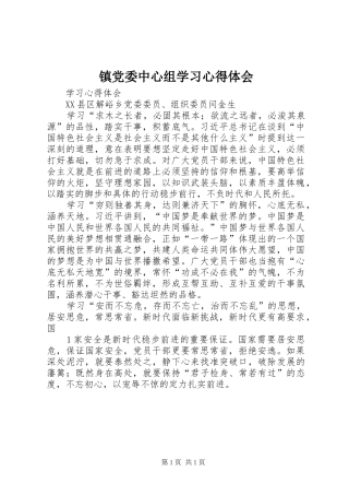 镇党委中心组学习心得体会