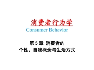 中南大学《消费行为学》第5章_消费者的个性、自我概念与生活方式