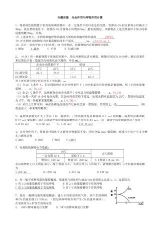 专题训练++光合作用与呼吸作用计算