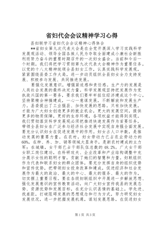 省妇代会会议精神学习心得
