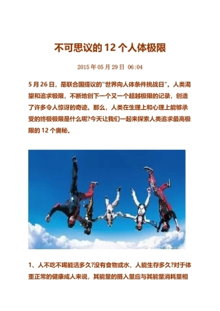 不可思议的12个人体极限