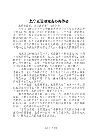 坚守正道跟党走心得体会